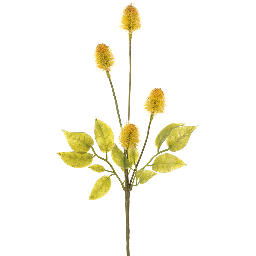 15" Thistle Artificial Flower Bush -Yellow (Pack of 12)