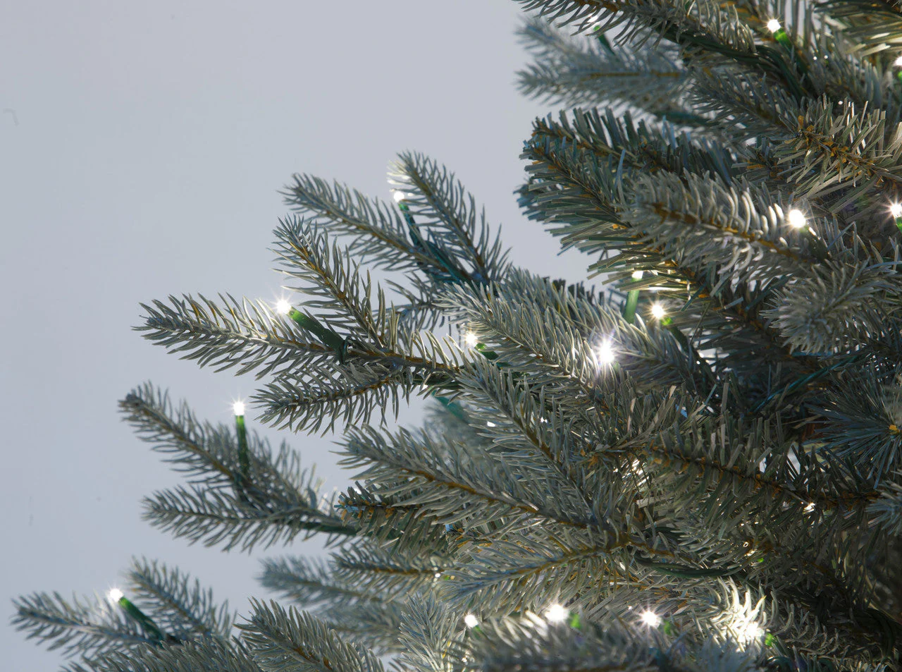 15'Hx76"W PE Blue Swiss Pine Artificial Christmas Tree, Micro LED Pre-Lit -Green/Blue - Image 2