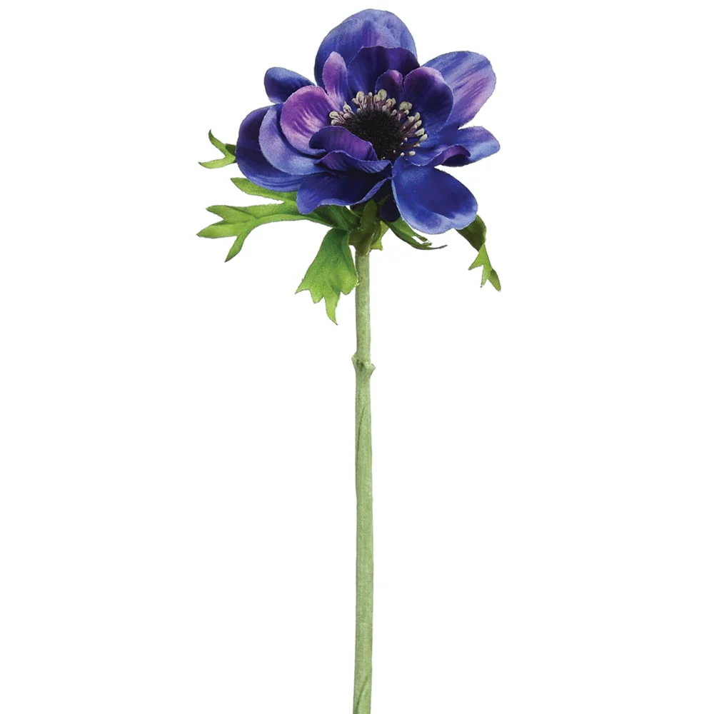 16.5" Anemone Silk Flower Stem -Blue (Pack of 12)