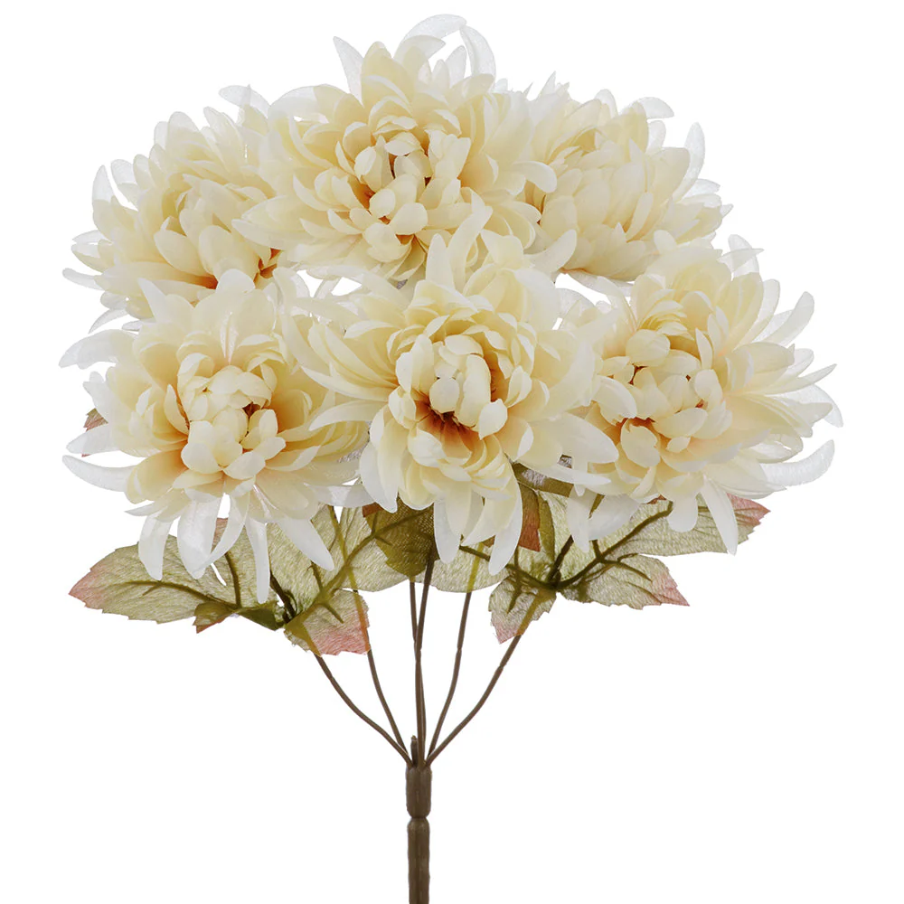 16.5" Marigold Silk Flower Bush -Cream (Pack of 6)