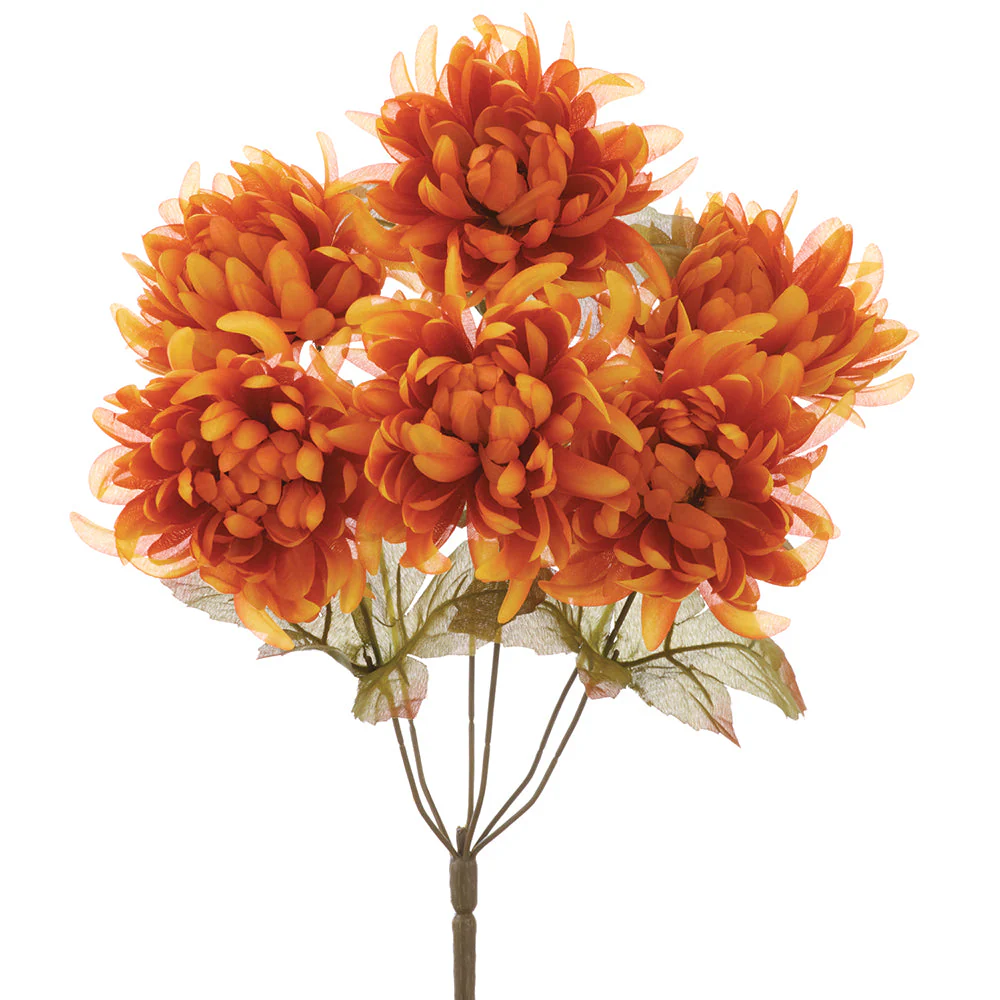 16.5" Marigold Silk Flower Bush -Flame (Pack of 6)
