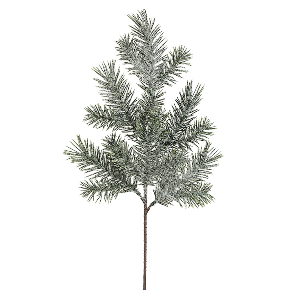 16" Artificial Iced Pine Stem -Green/Ice (Pack of 36)