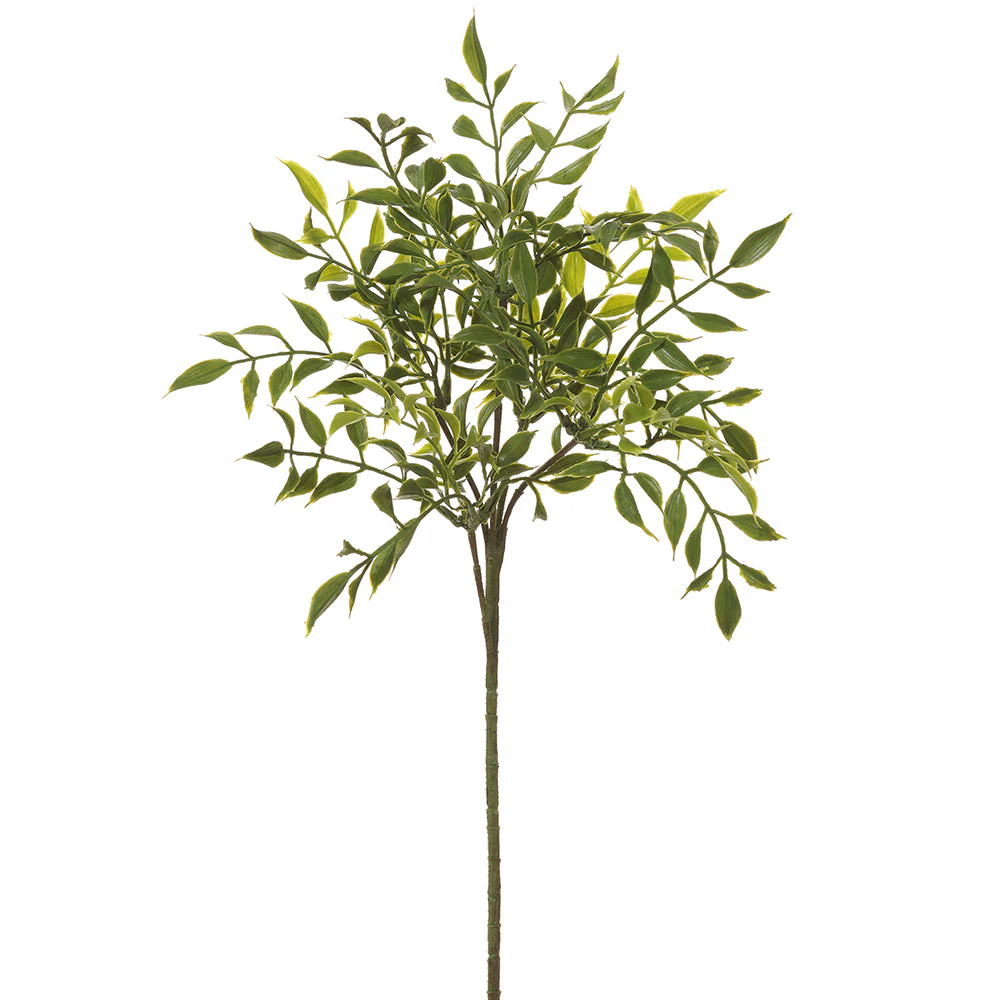 16" Artificial Nandina Leaf Stem -Green (Pack of 12)