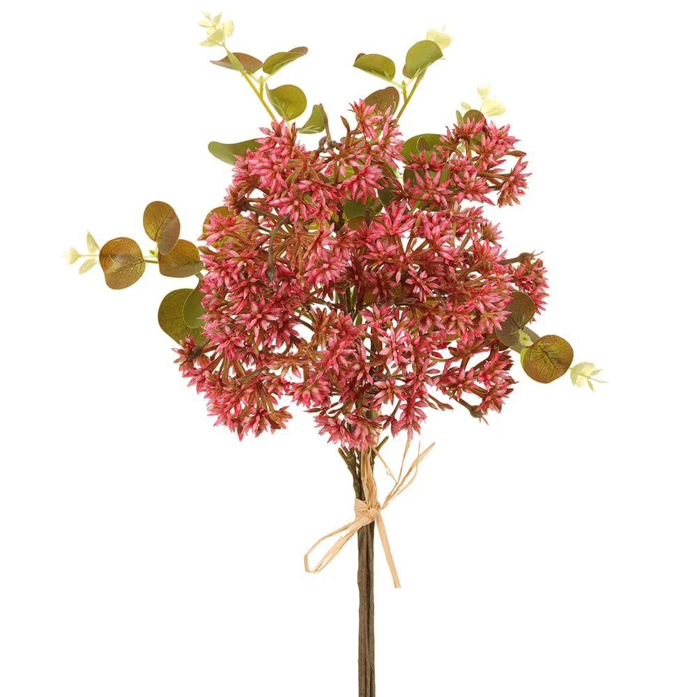 16" Artificial Sedum Stem Bundle -Pink (Pack of 12)