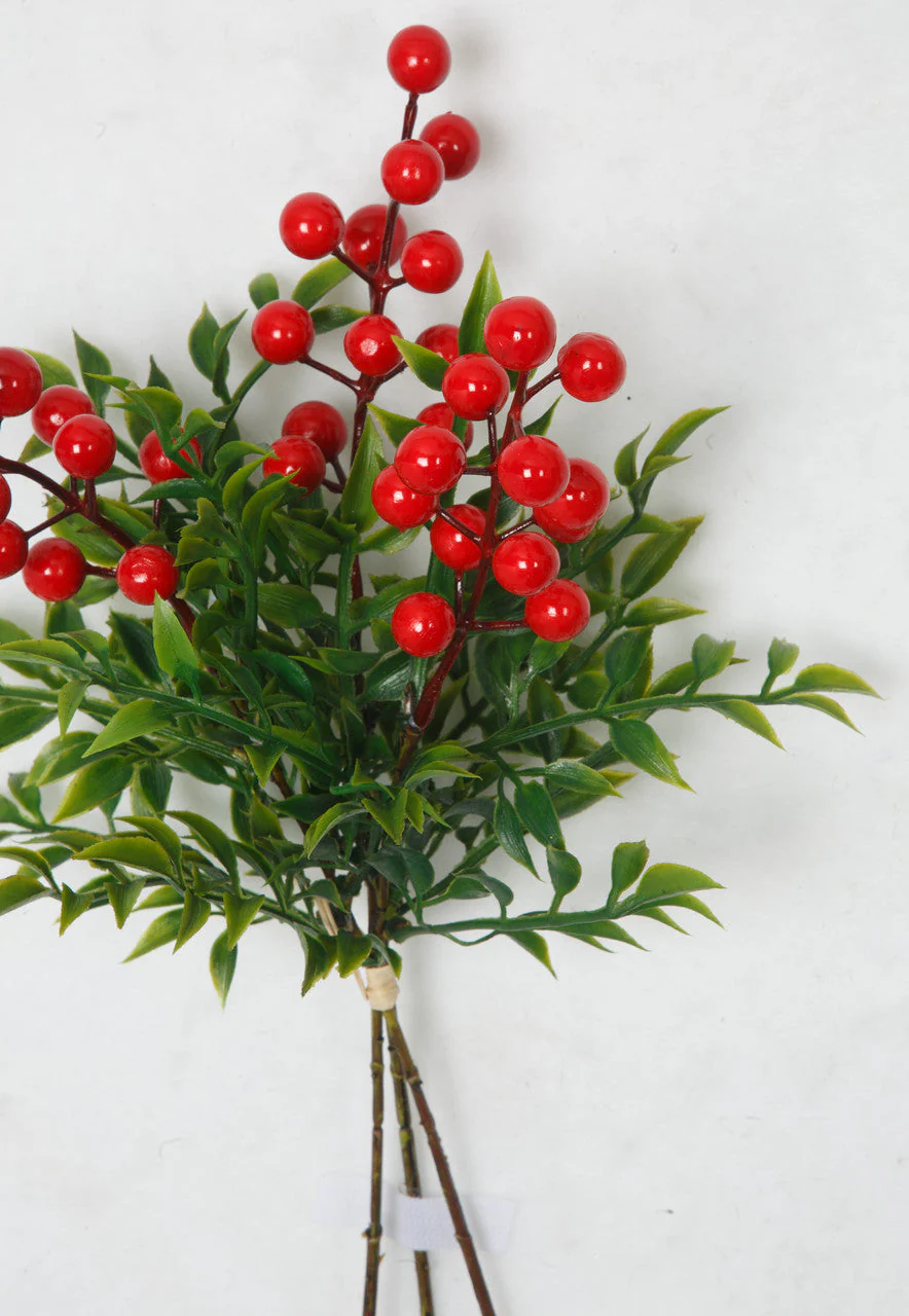 16" Berry Artificial Stem Bundle -Red (Pack of 24) - Image 2