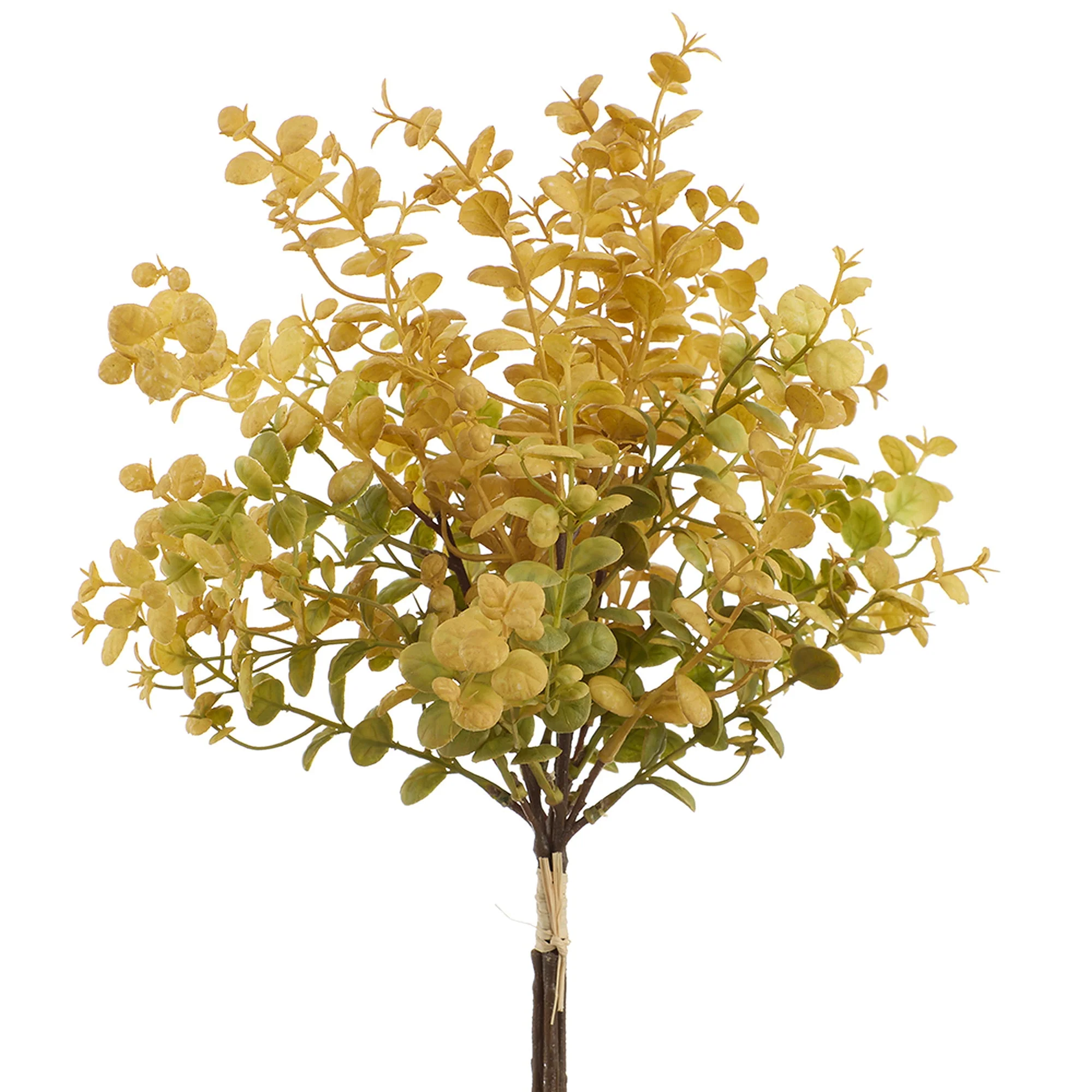 16" Boxwood Leaf Artificial Stem Bundle -Yellow/Green (Pack of 12)