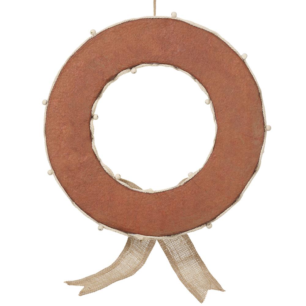 16" Holiday Jute & Ribbon Wreath -Beige/Brown (Pack of 8) - Image 2