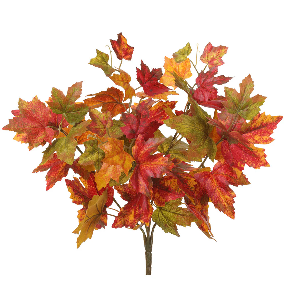 16" Maple Leaf Silk Plant -Flame/Green (Pack of 12)