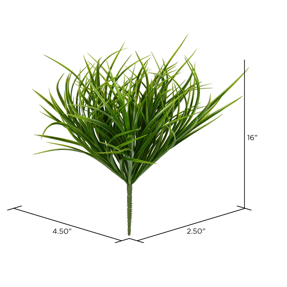 16" Outdoor UV-Resistant Artificial Grass Plant -Green (Pack of 6) - Image 2