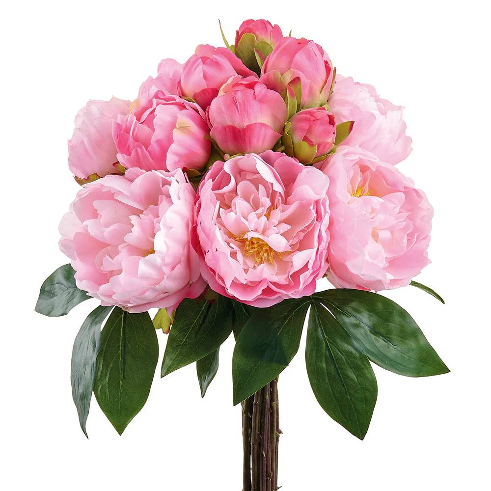 16" Peony Silk Flower Bouquet -Pink (Pack of 6)