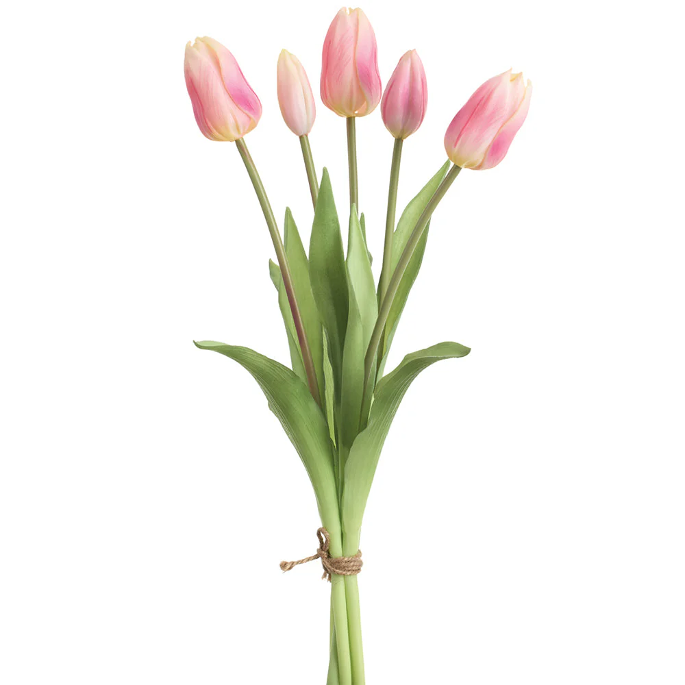 16" Real Touch Dutch Tulip Silk Flower Bouquet -Pink (Pack of 12)