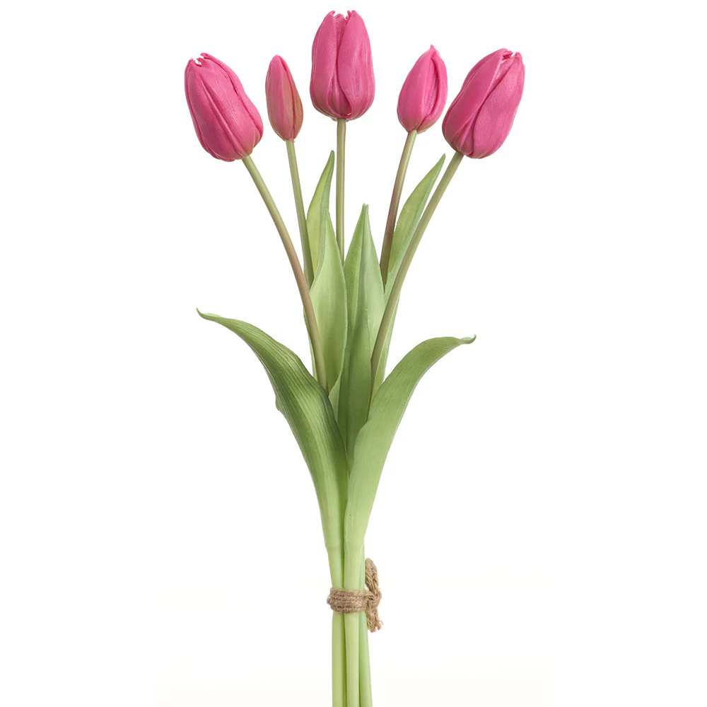 16" Real Touch Dutch Tulip Silk Flower Bouquet -Purple (Pack of 12)