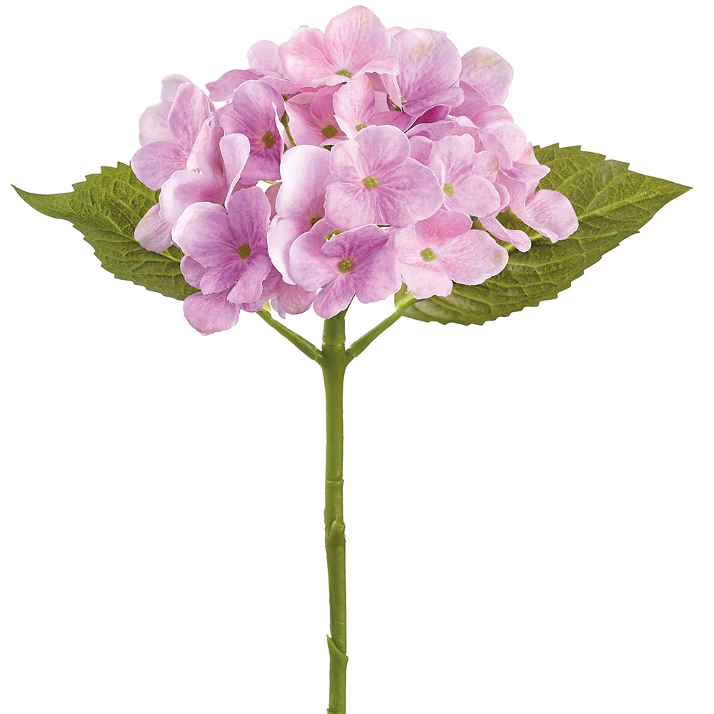 16" Real Touch Hydrangea Silk Flower Stem -Pink (Pack of 12)