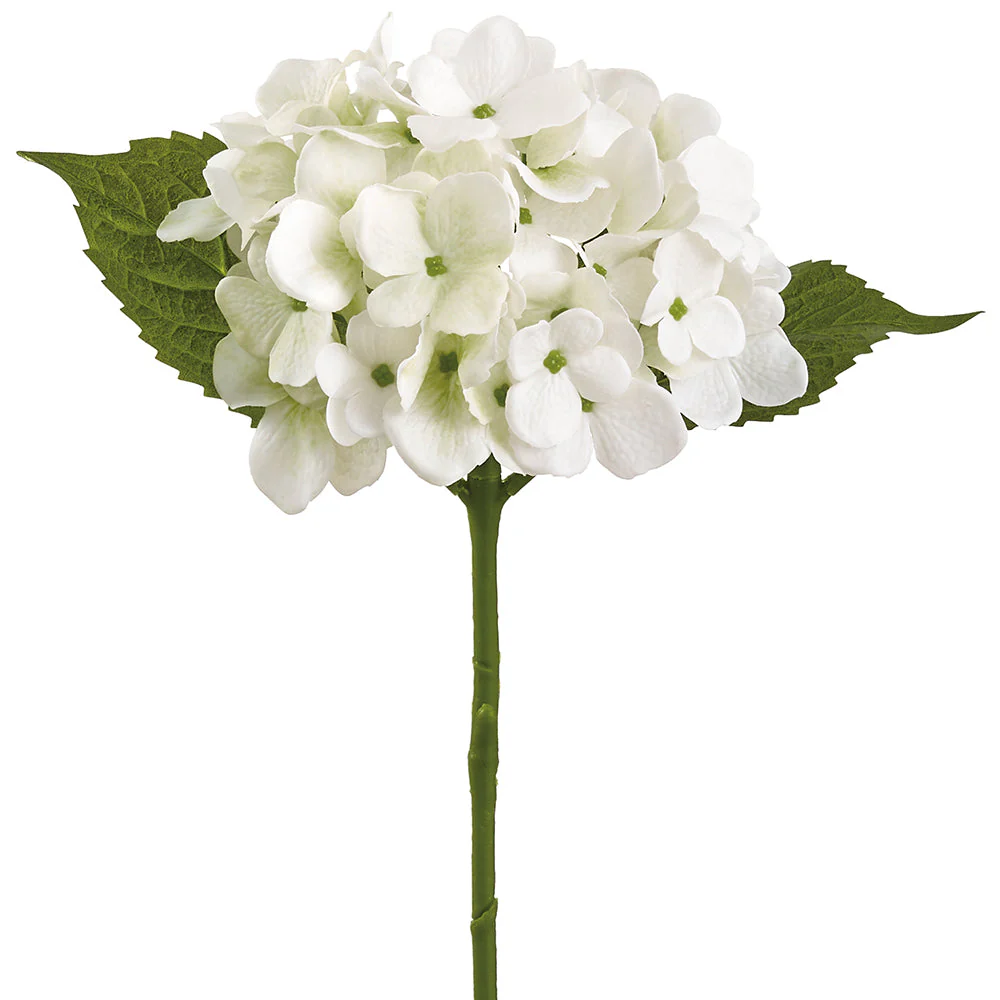 16" Real Touch Hydrangea Silk Flower Stem -White (Pack of 12)