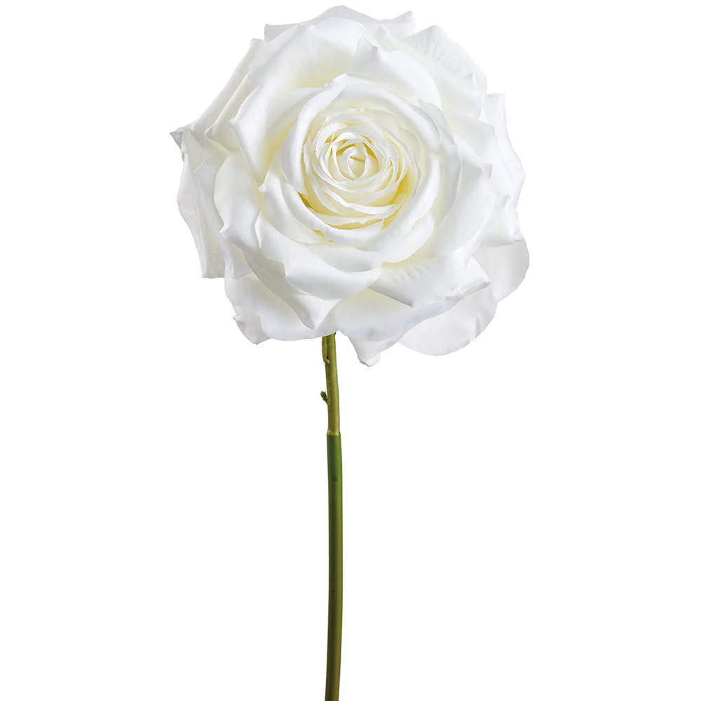 16" Rose Silk Flower Stem -Cream (Pack of 12)