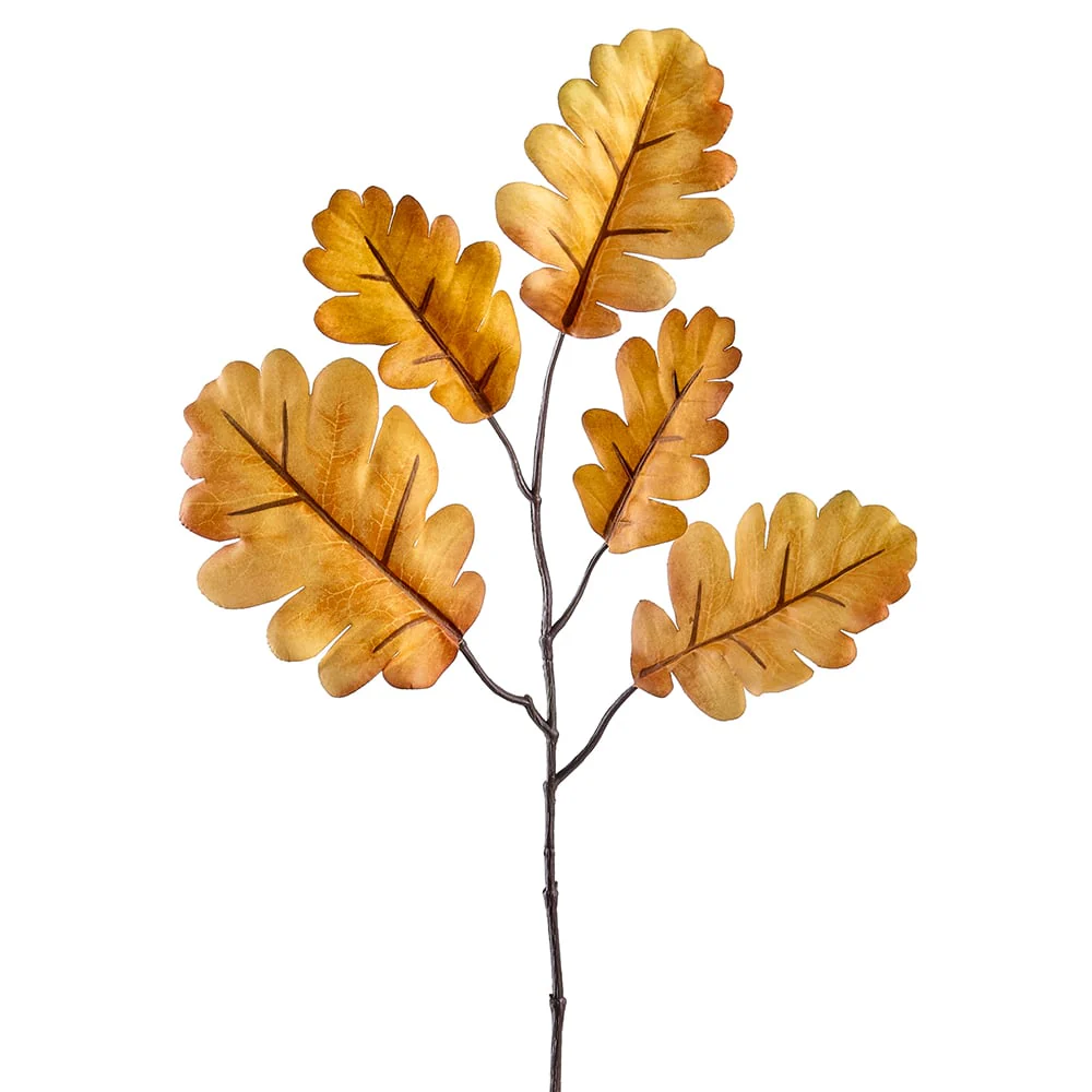 16" Silk Oak Leaf Stem Pick -Apricot/Green (Pack of 24)