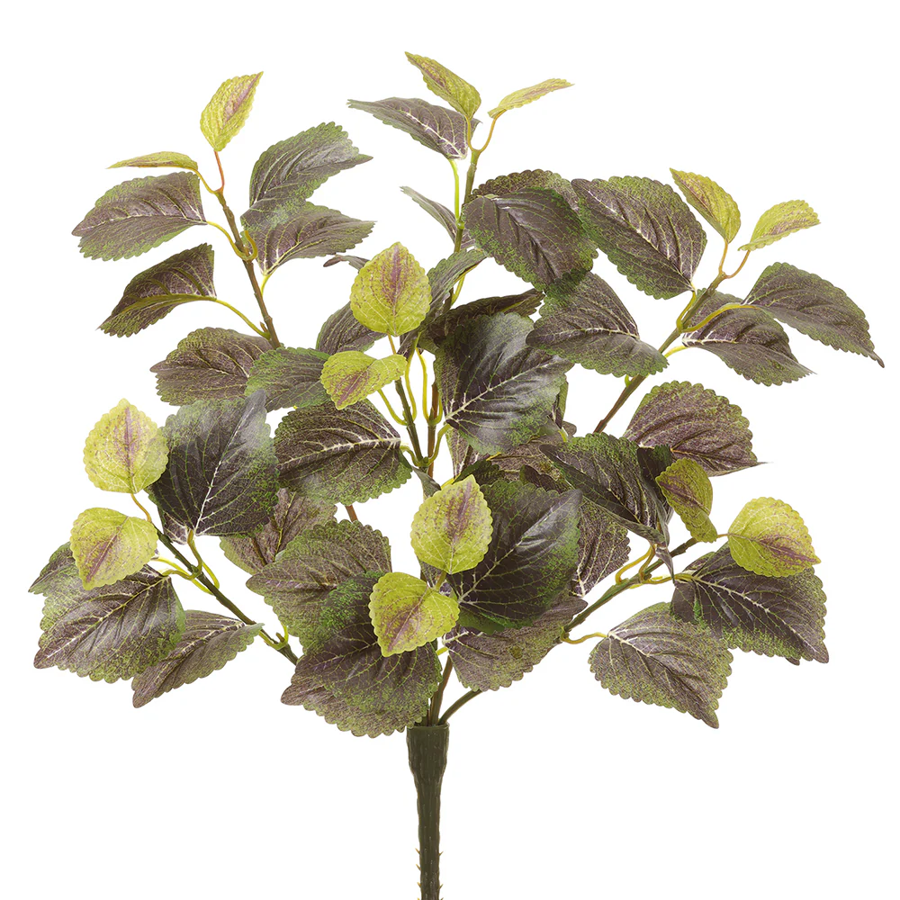16" Silk Perilla Leaf Plant -2 Tone Green (Pack of 6)