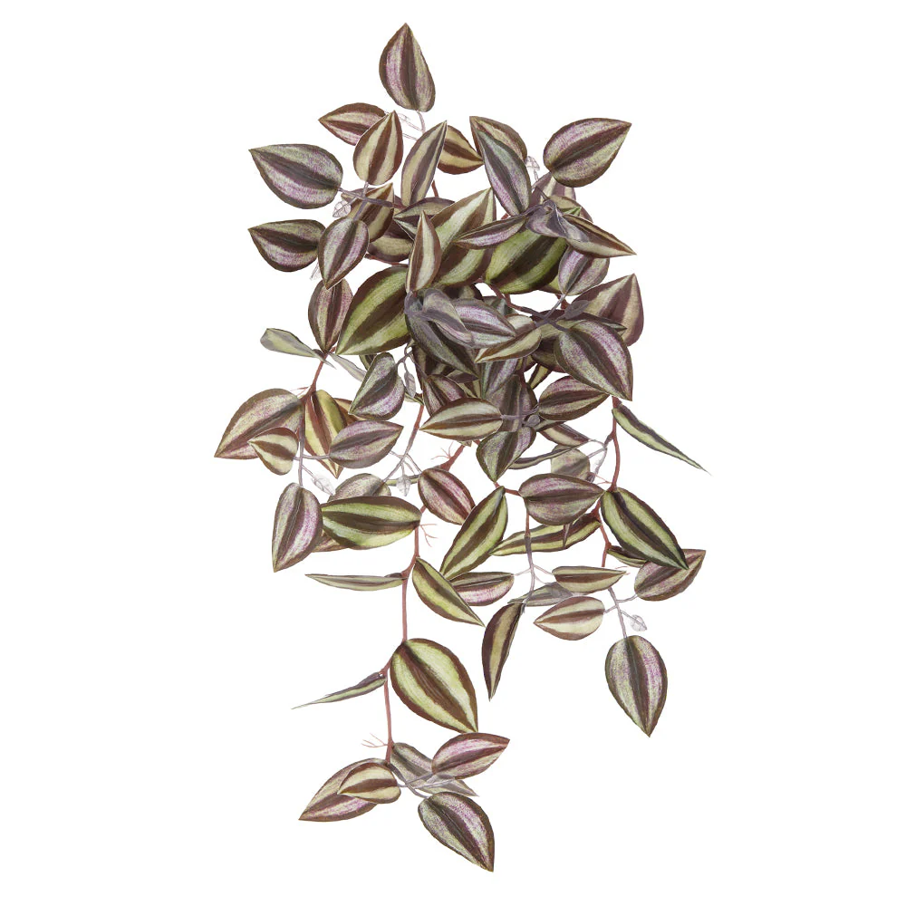 16" Wandering Jew Leaf Hanging Silk Plant -Green/Purple (Pack of 24)