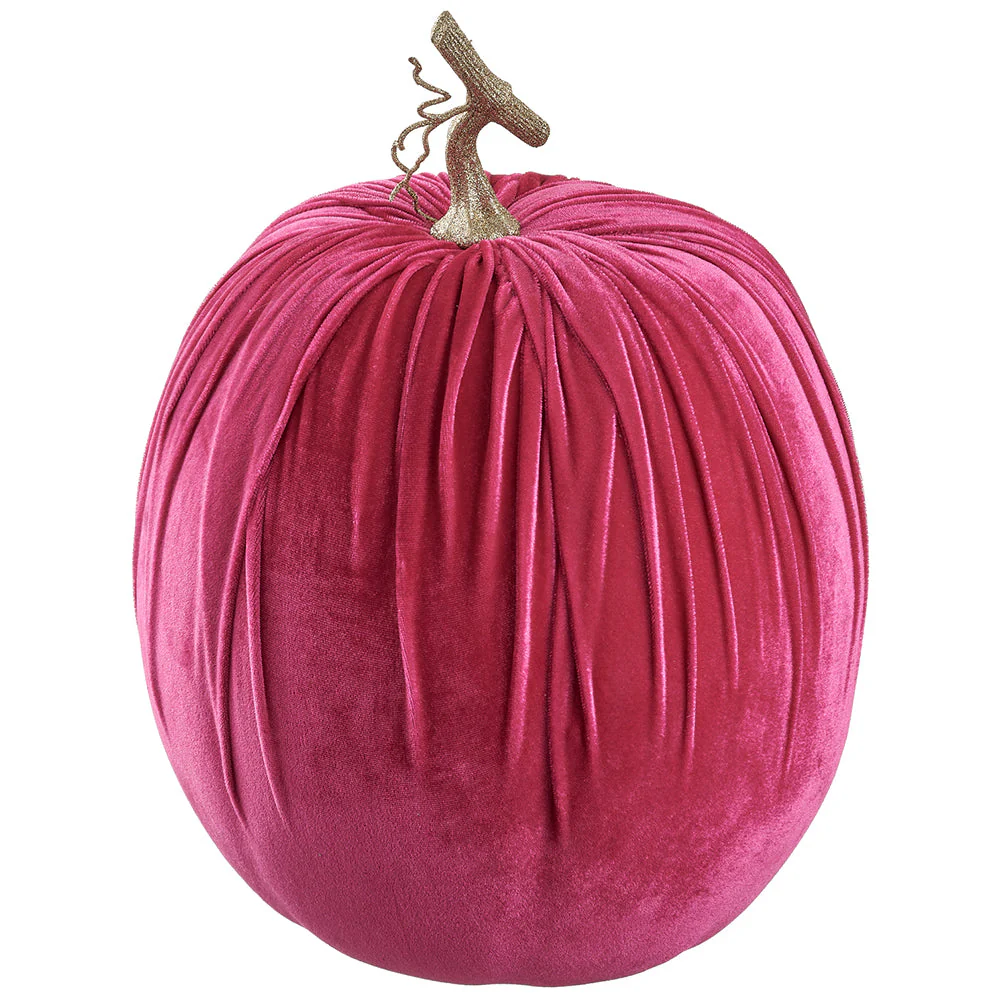 16"Hx12"W Artificial Velvet Pumpkin -Pink (Pack of 2)