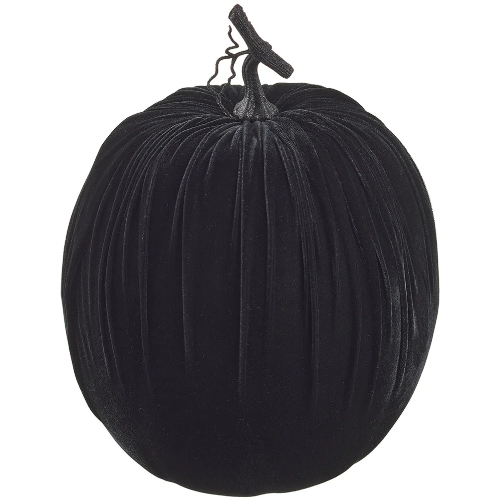 16"Hx12"W Velvet Halloween Pumpkin -Black (Pack of 2)