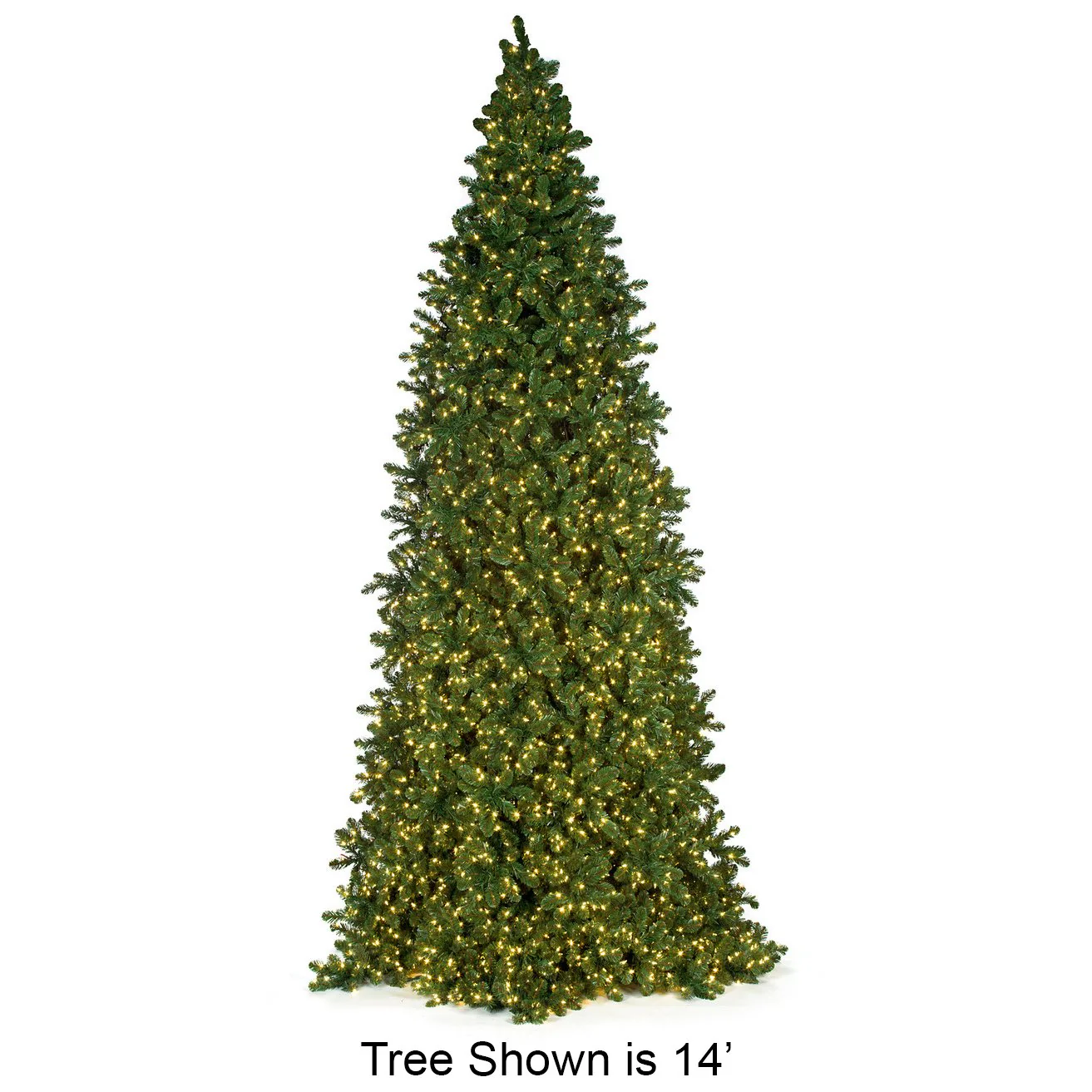 16'Hx90"W Commercial Slim Swiss Pine Artificial Christmas Tree w/Tree Frame, LED Pre-Lit -Green