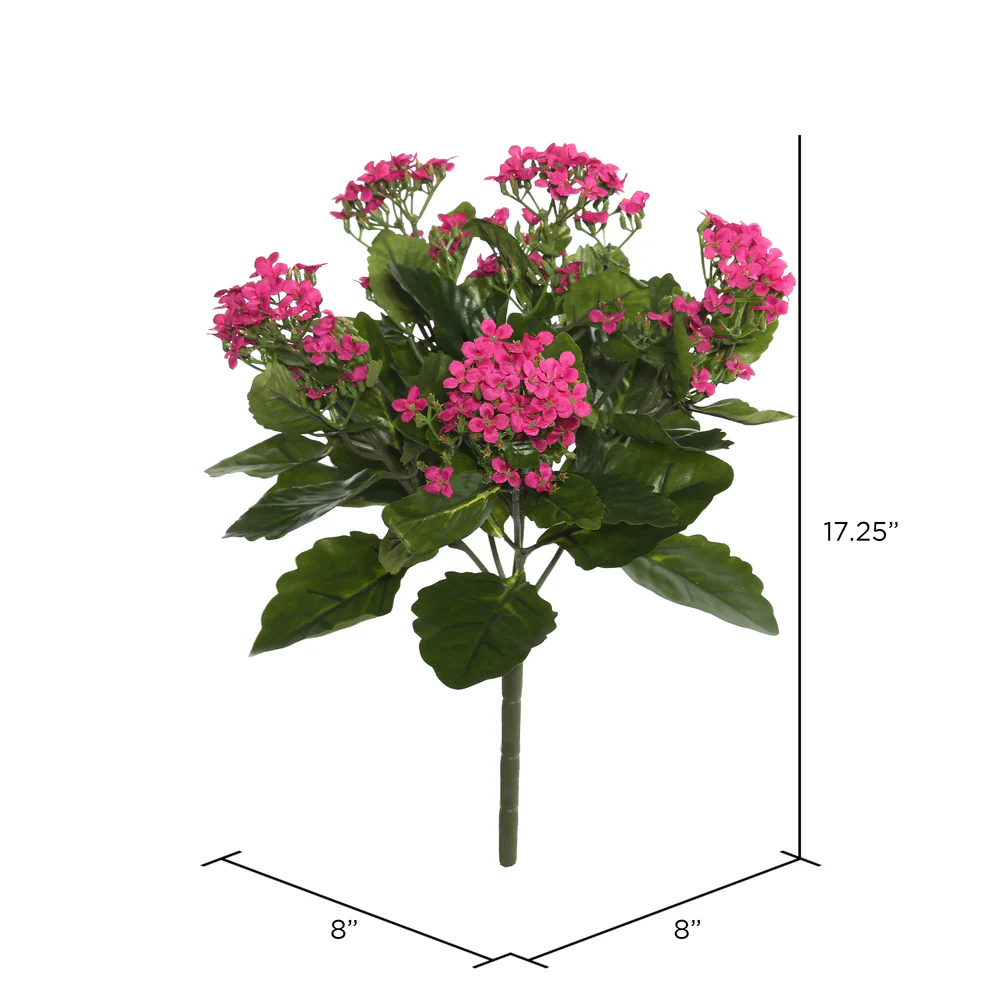 17.25" Silk Kalanchoe Flower Bush -Hot Pink (Pack of 4) - Image 2