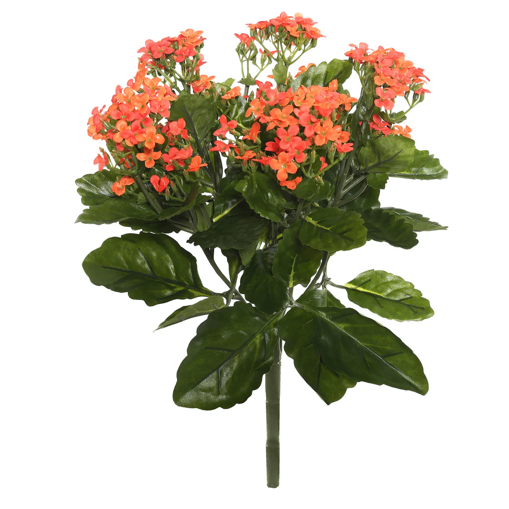 17.25" Silk Kalanchoe Flower Bush -Orange (Pack of 4)