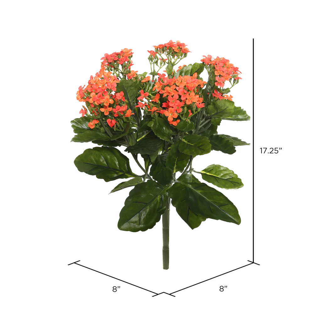 17.25" Silk Kalanchoe Flower Bush -Orange (Pack of 4) - Image 2