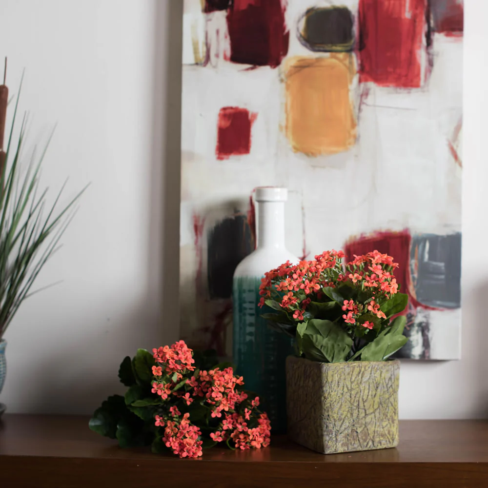 17.25" Silk Kalanchoe Flower Bush -Orange (Pack of 4) - Image 3