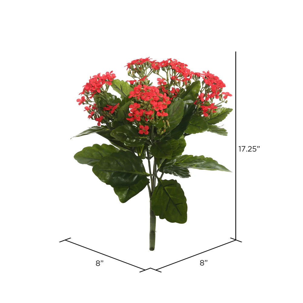 17.25" Silk Kalanchoe Flower Bush -Red (Pack of 4) - Image 2