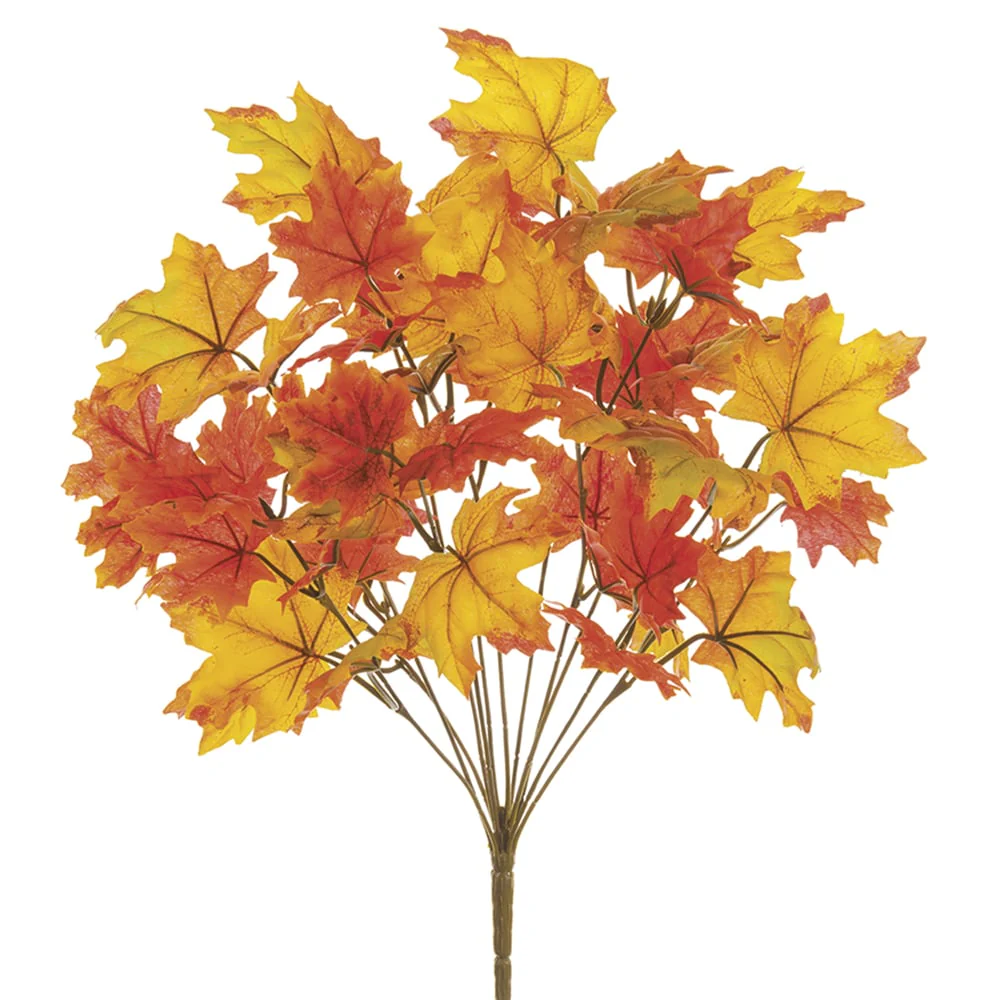 17.5" Maple Leaf Silk Plant -Flame/Orange (Pack of 12)