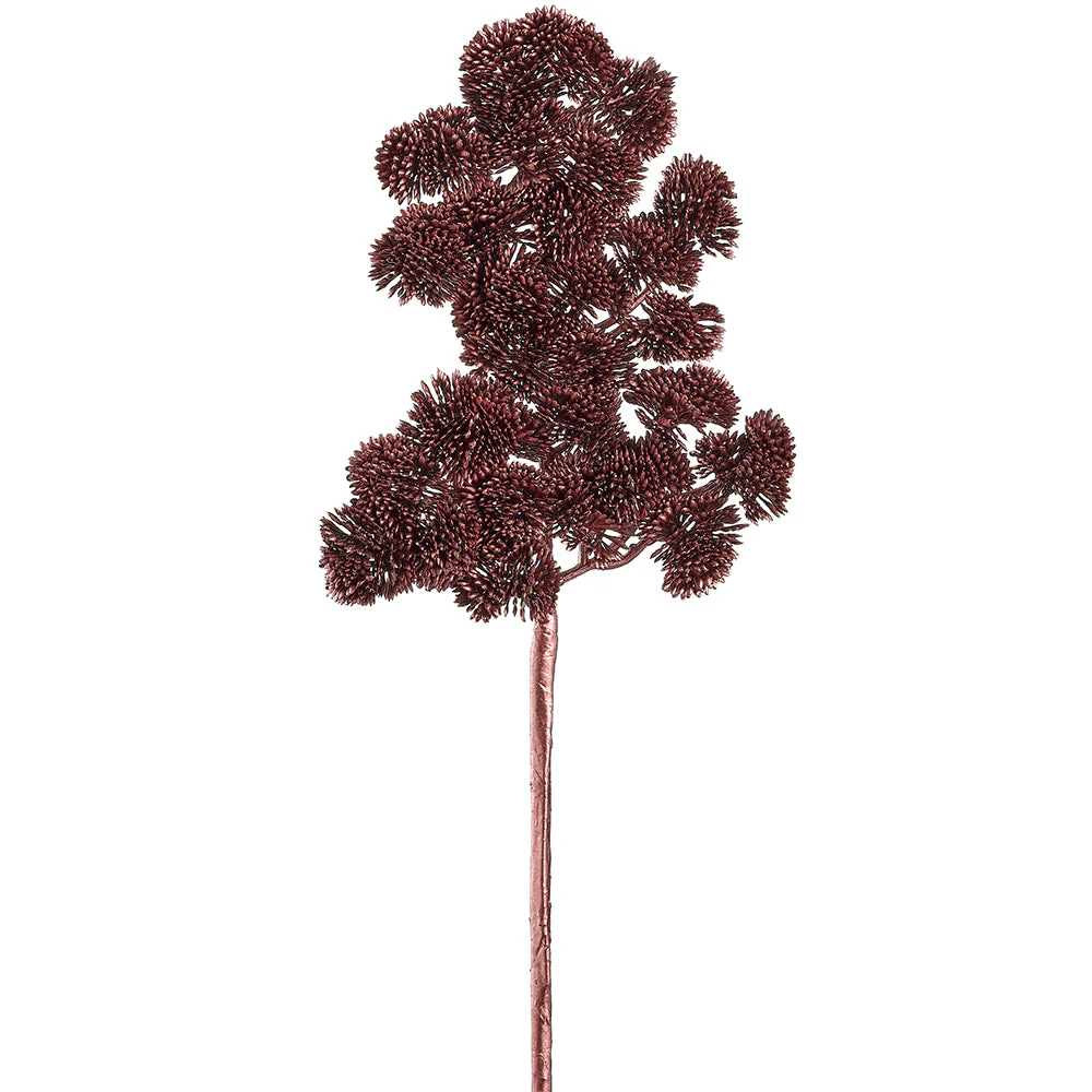 17.5" Metallic Artificial Sedum Pine Stem -Burgundy (Pack of 12)