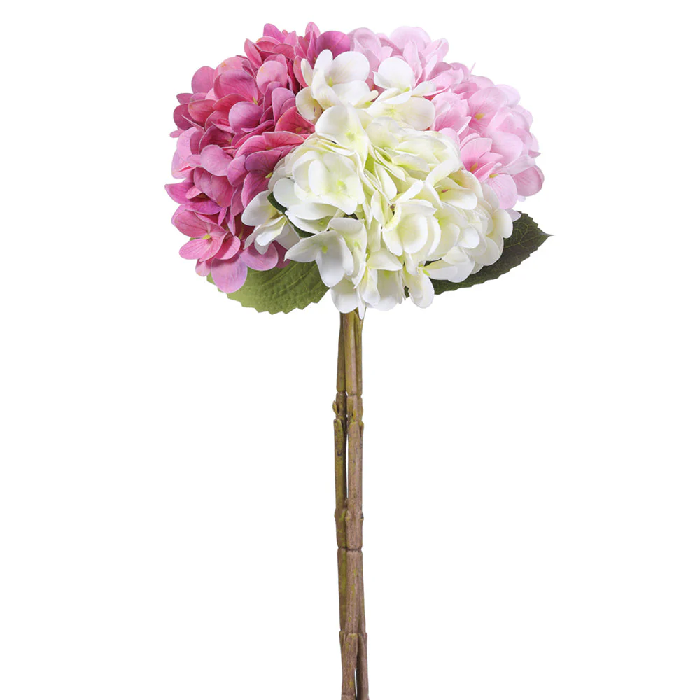 17.5" Real Touch Hydrangea Silk Flower Stem Bundle -Pink/Boysenberry (Pack of 12)