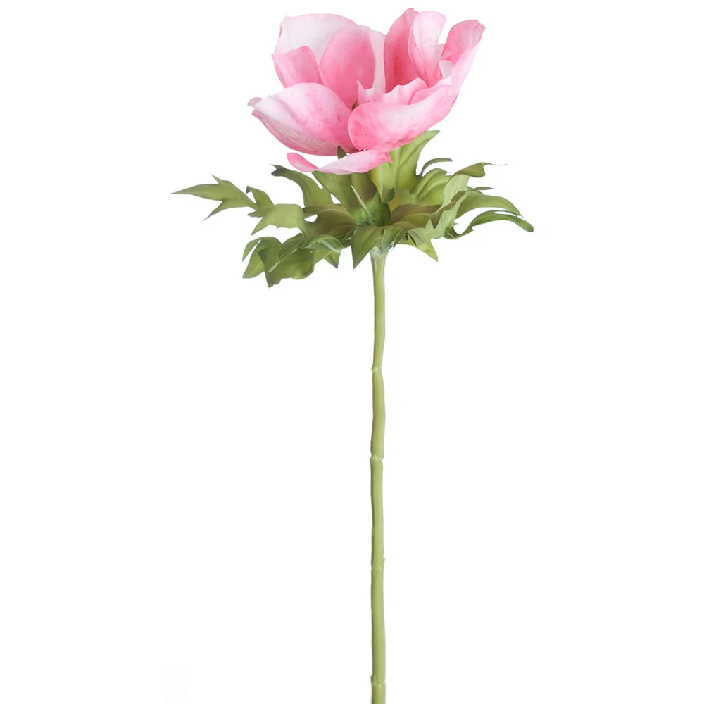 17.5" Silk Anemone Flower Stem -Pink (Pack of 12)