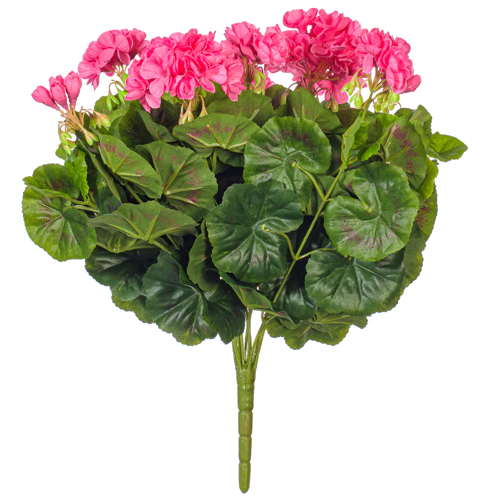 17.5" Silk Geranium Flower Bush -Pink (Pack of 4)