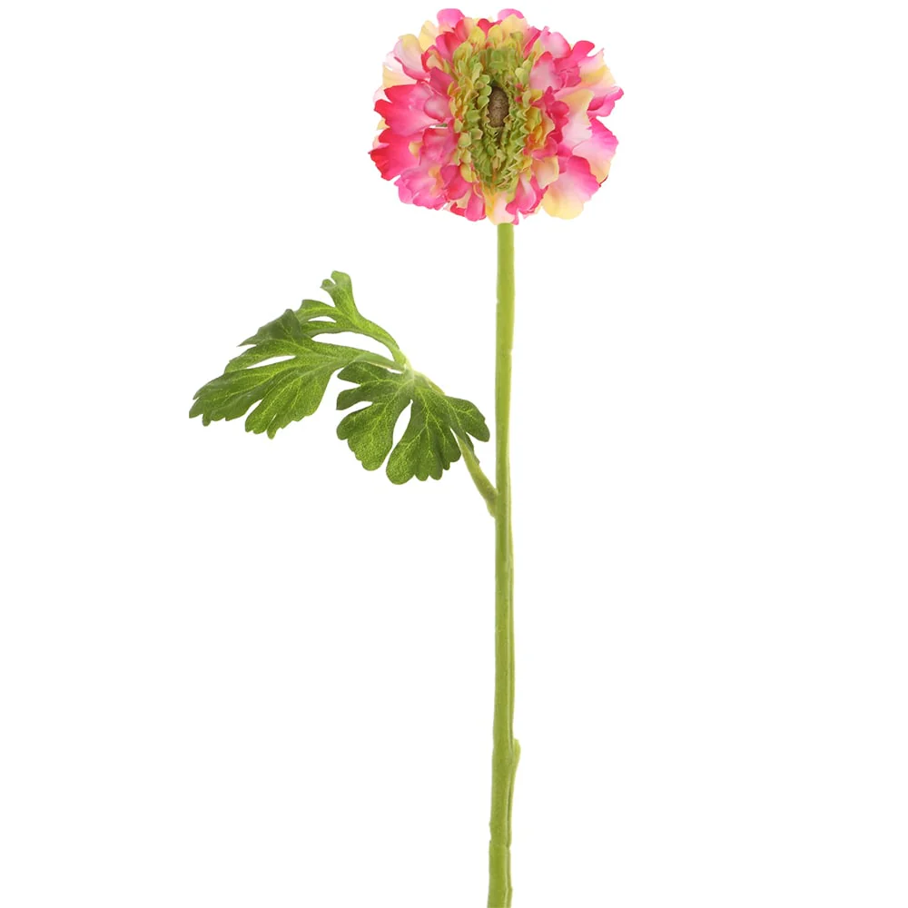 17.5" Silk Ranunculus Flower Stem -Fuchsia/Green (Pack of 12)