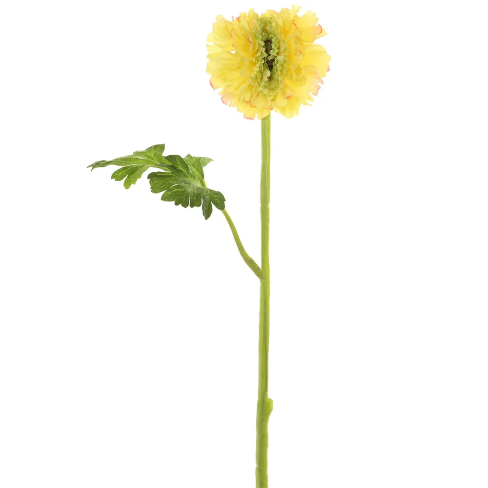 17.5" Silk Ranunculus Flower Stem -Yellow/Green (Pack of 12)