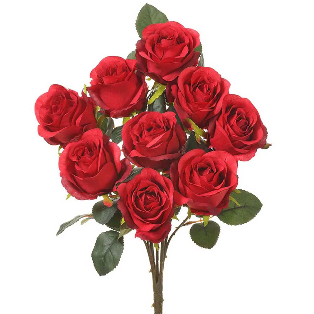 17.5" Silk Rose Flower Bush -Red (Pack of 12)