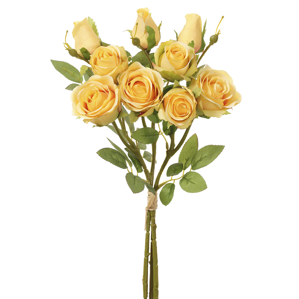 17.5" Silk Rose Flower Stem Bundle -Yellow (Pack of 12)