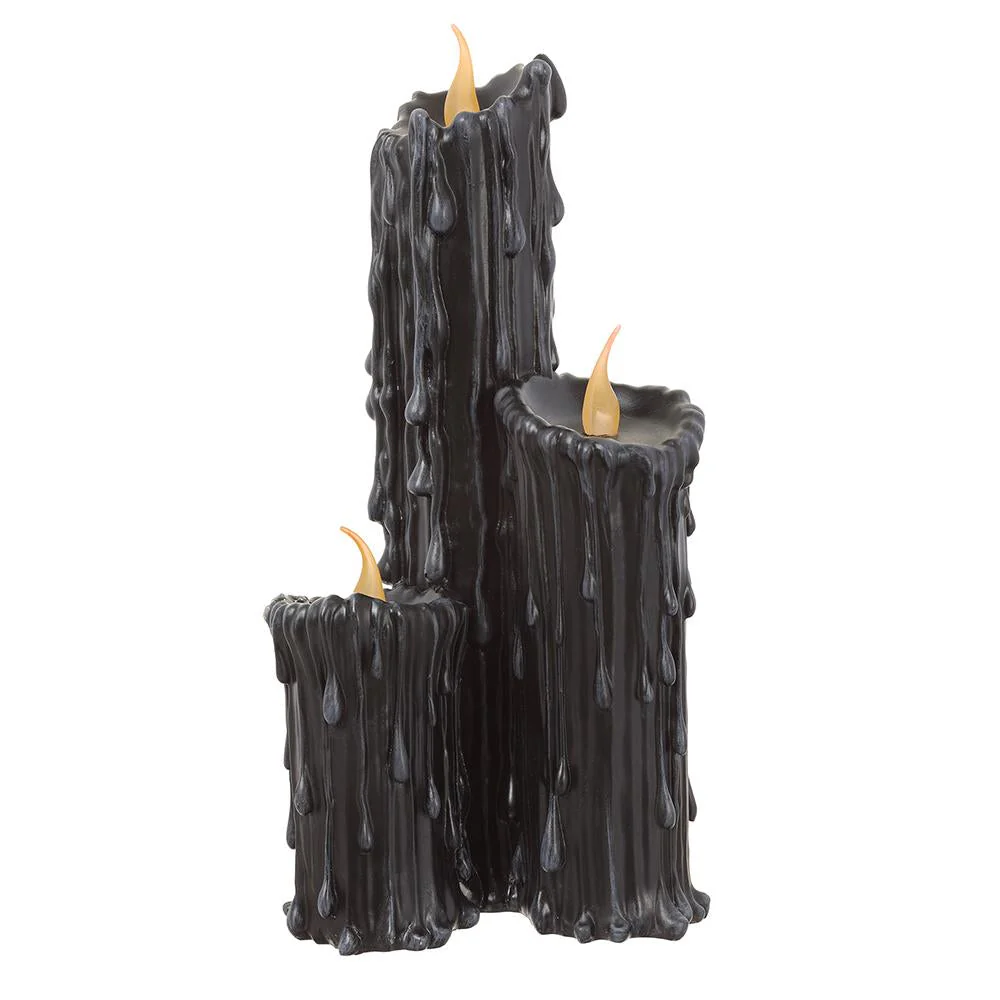 17.75" Battery Operated Halloween Faux Candles With Light -Black (Pack of 2) - Image 3