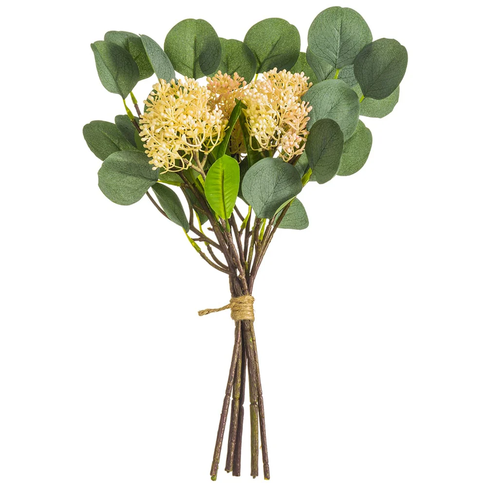 17" Artificial Eucalyptus Blossom Flower Stem Bundle -Pink (Pack of 12)