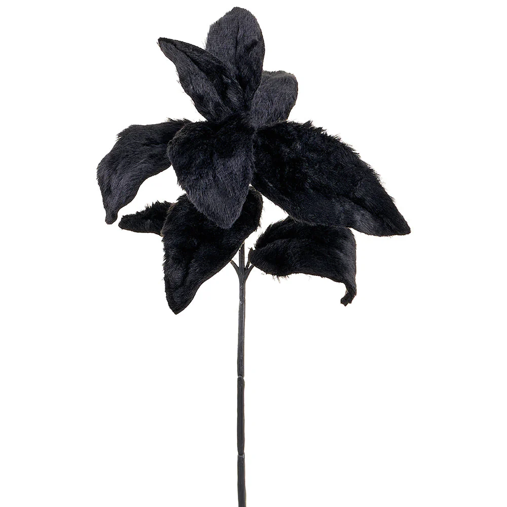 17" Artificial Fur Lamb's Ear Stem -Black (Pack of 12)