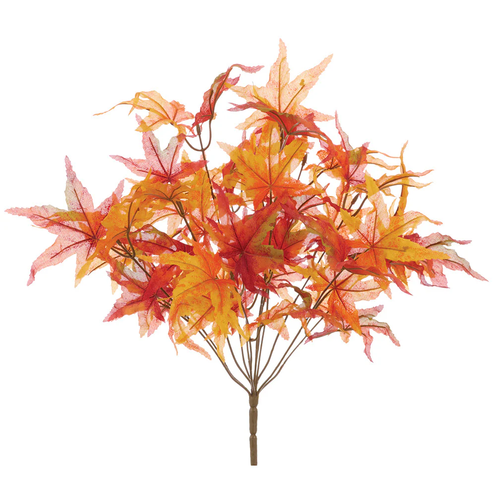 17" Artificial Japanese Maple Leaf Plant -Orange/Flame (Pack of 12)