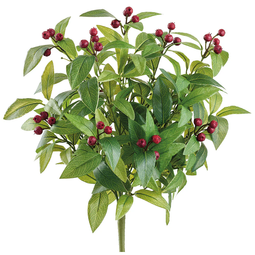 17" Artificial Laurel Leaf & Berry Plant -Green/Red (Pack of 12)