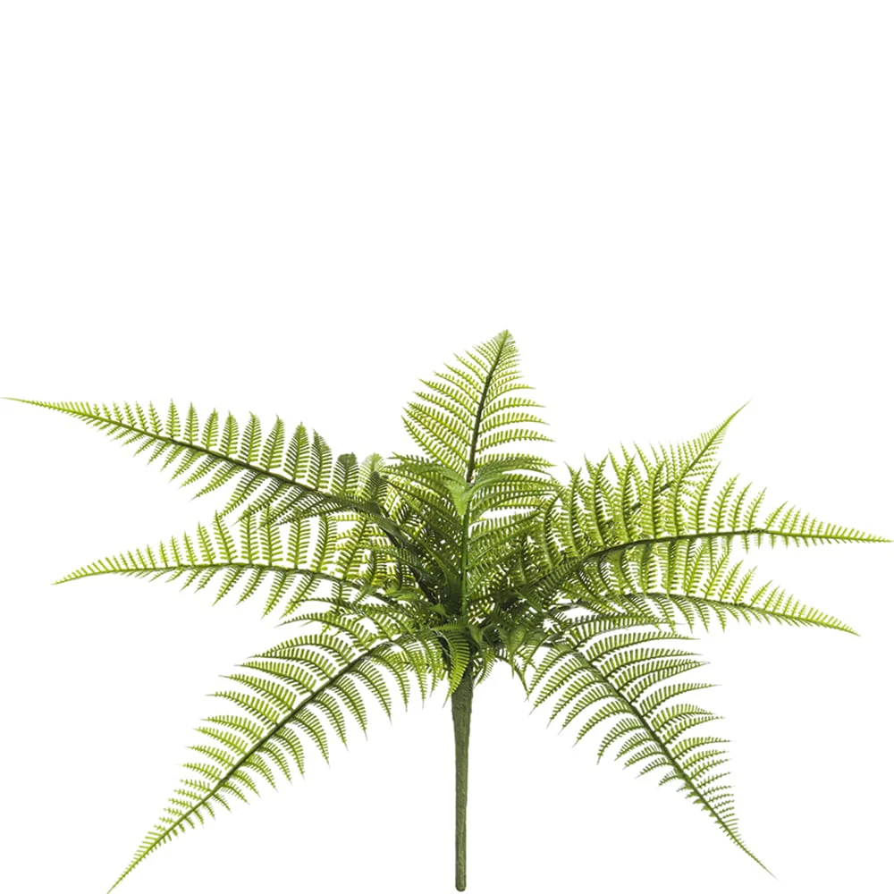 17" Artificial Leather Fern Plant -Green (Pack of 6)