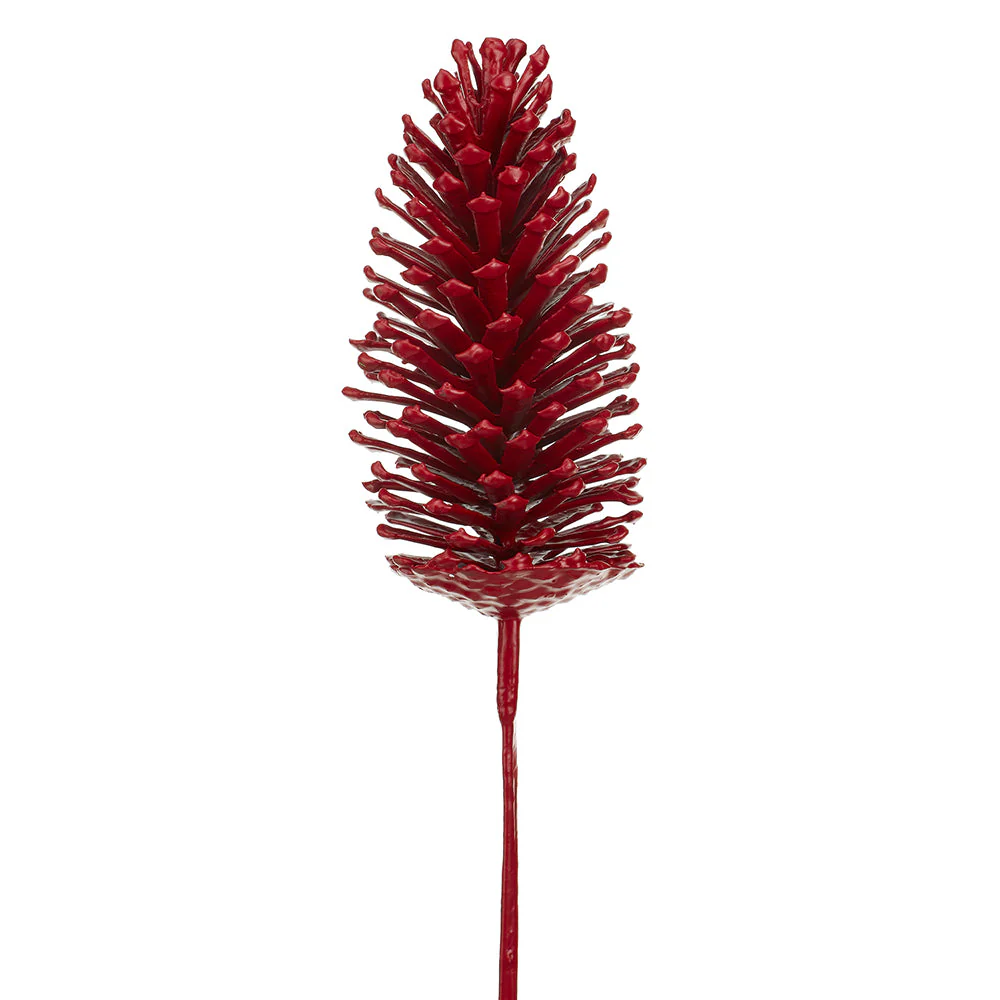 17" Artificial Plastic Pinecone Stem Pick -Red (Pack of 12)
