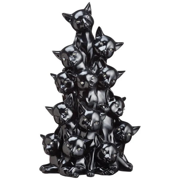 17" Battery Operated Halloween Cat Tree With Light -Black - Image 3