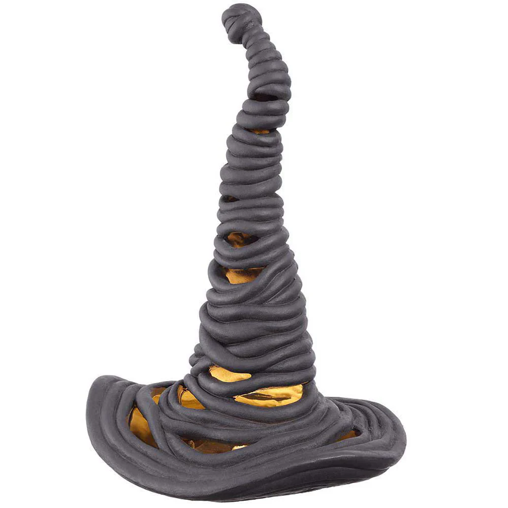 17" Battery Operated Halloween Witch's Hat With Light -Black