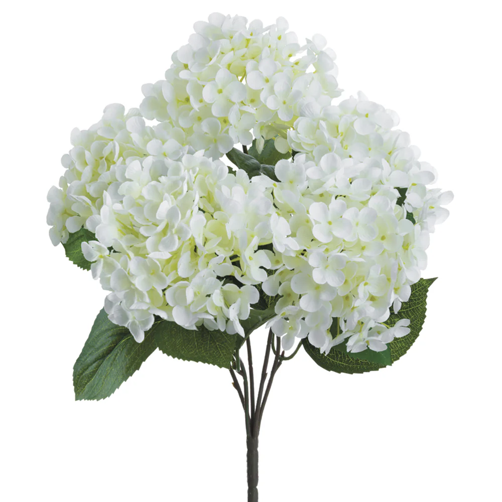 17" Hydrangea Silk Flower Bush -White (Pack of 12)