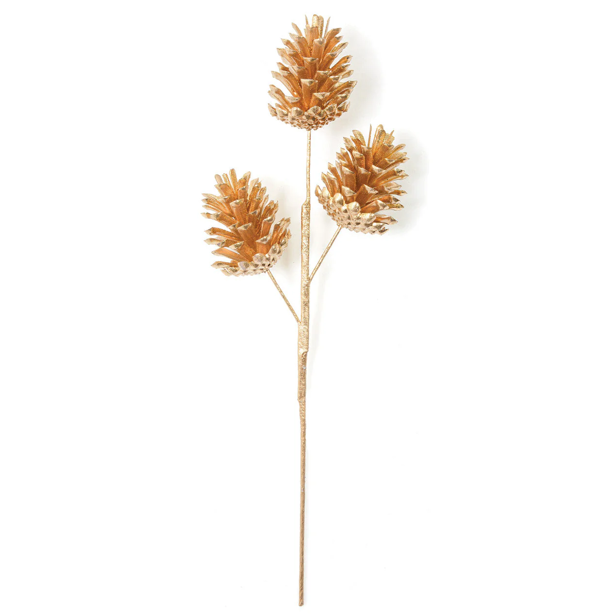 17" Metallic Artificial Plastic Pinecone Stem -Gold (Pack of 12)